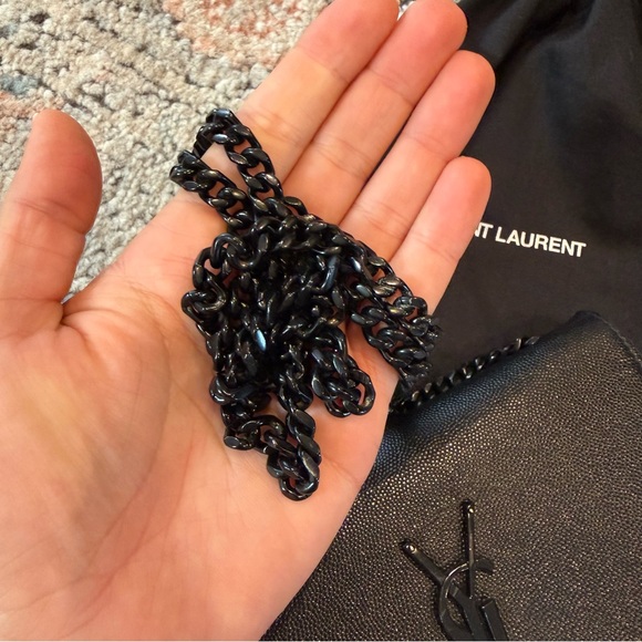 Saint Laurent Kate Small YSL Crossbody Bag In Grained Leather Black On Black - Picture 11 of 15